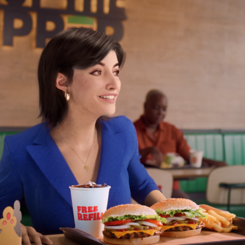 Lu, do Magalu, em comercial do Burguer King