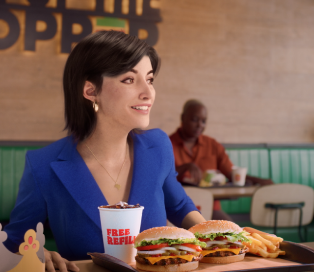 Lu, do Magalu, em comercial do Burguer King
